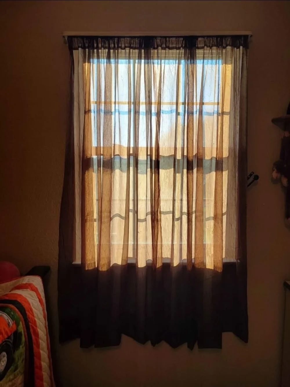 Sheer Brown Window Curtain Panels- 2 Sets Of 2 Panels
